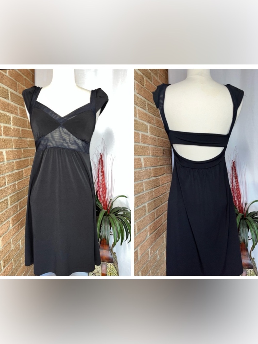 GUESS by Marciano Black Mesh Cutout Dress Open Back Bodycon Mini Medium - Picture 12 of 12